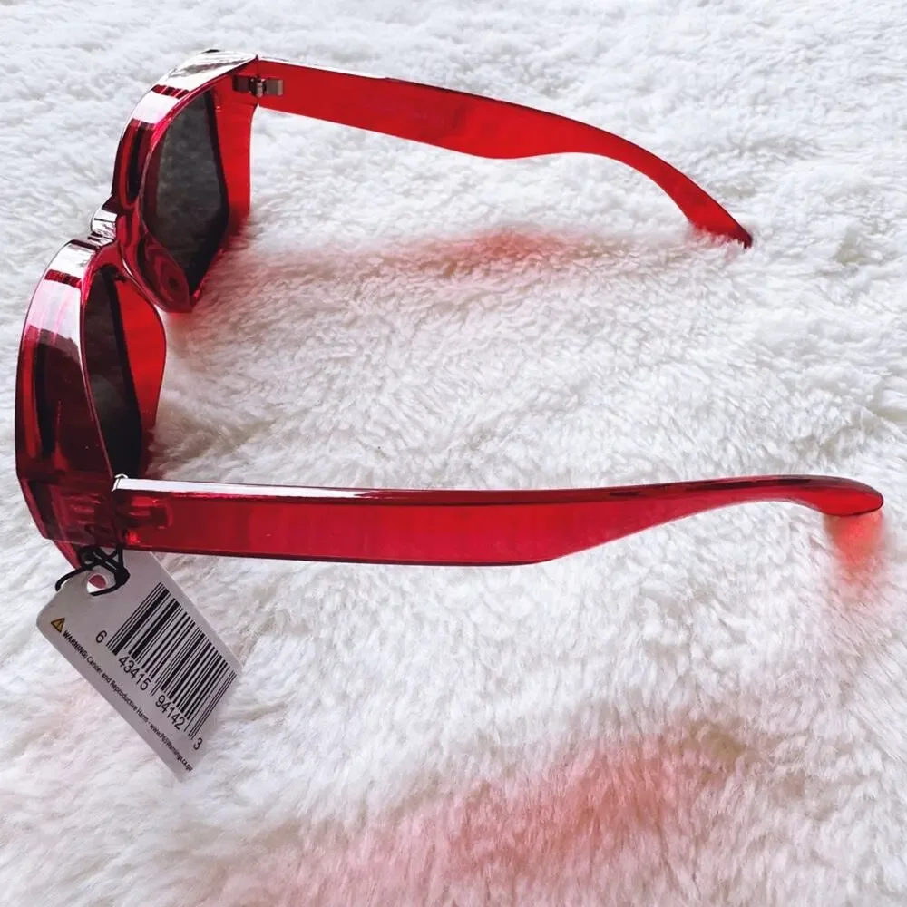 Cerise Bright Red Mirrored Sunglasses